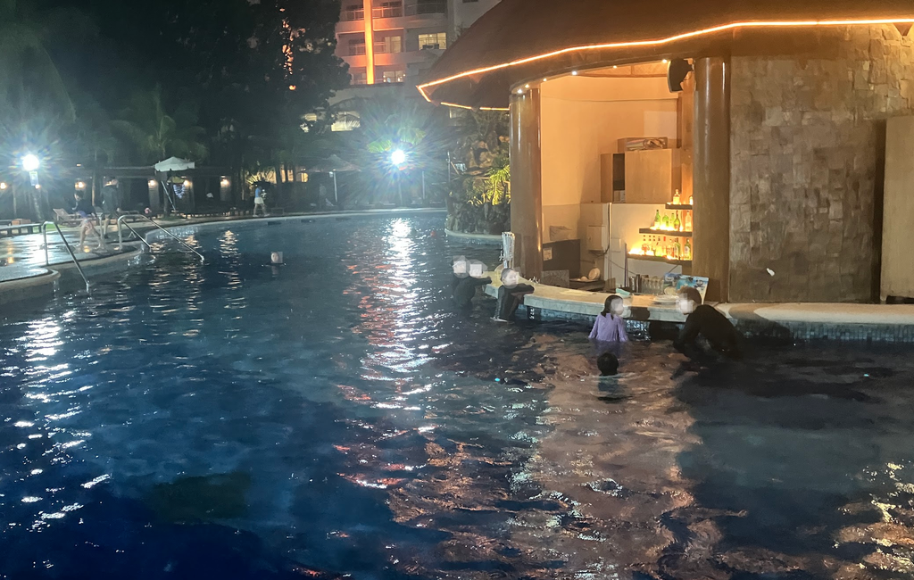 Pool bar at night
