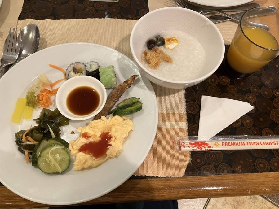 Breakfast buffet at the hotel on Day 4