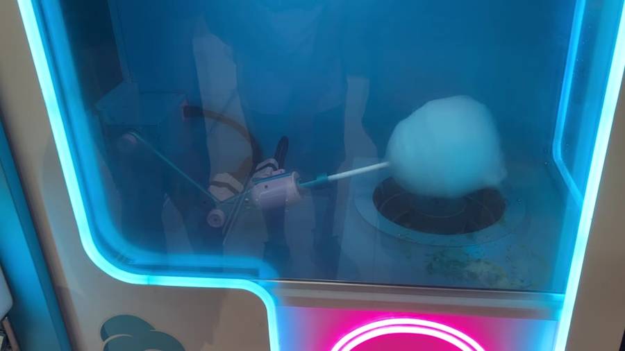 A cotton candy vending machine at the mall
